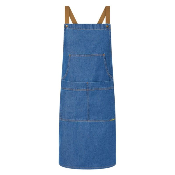 Denim Bib Apron With Pouch


