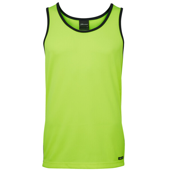 JB's Wear Men's Hi-Vis Contrast Singlet Lime/navy