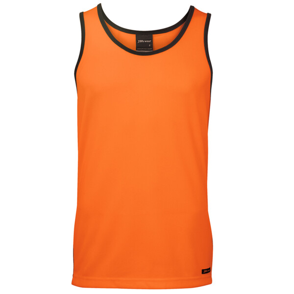 JB's Wear Men's Hi-Vis Contrast Singlet orange/navy