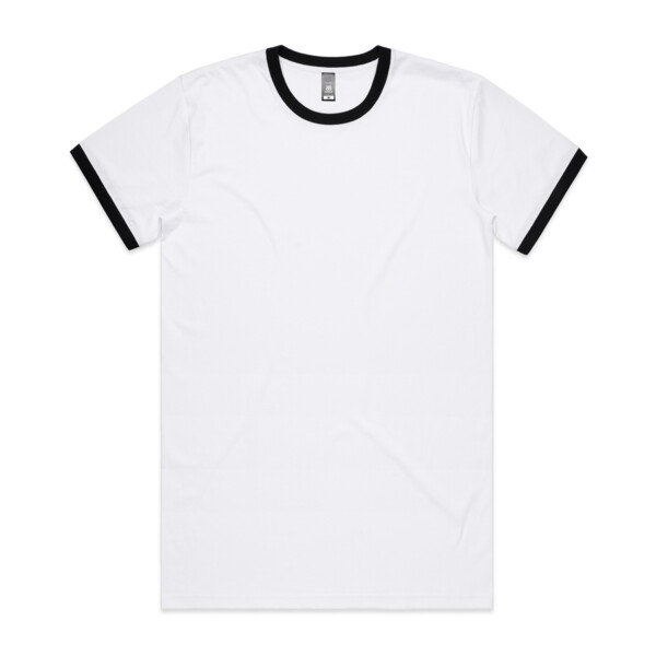 Men's White Black Ringer Tee