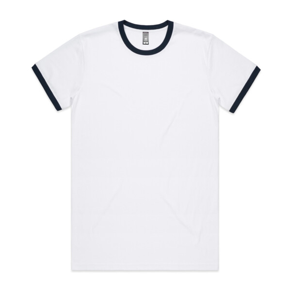 Men White Navy Ringet T-Shirt