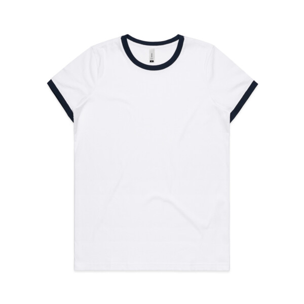 Women White Navy Ringet T-Shirt