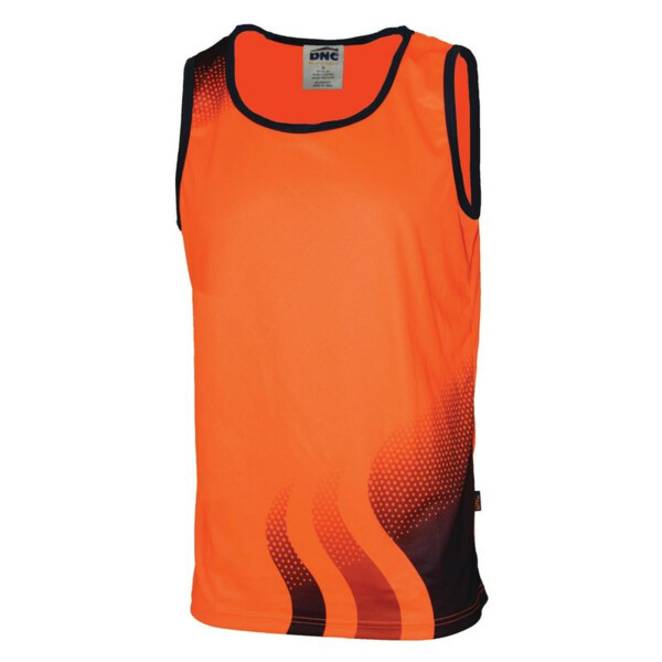 DNC Wave Hi-Vis Sublimated Singlet Orange/navy