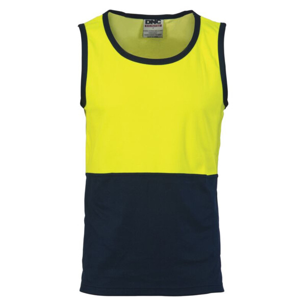 DNC Wave Hi-Vis Sublimated Cotton Singlet yellow/navy