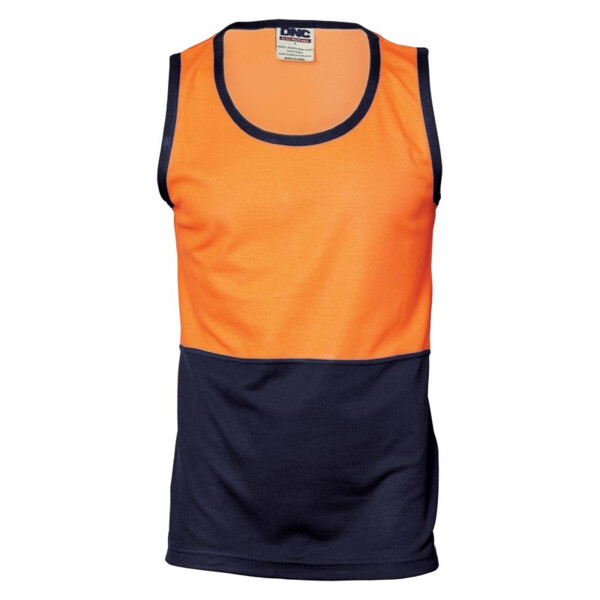 DNC Wave Hi-Vis Sublimated Cotton Singlet Orange/navy