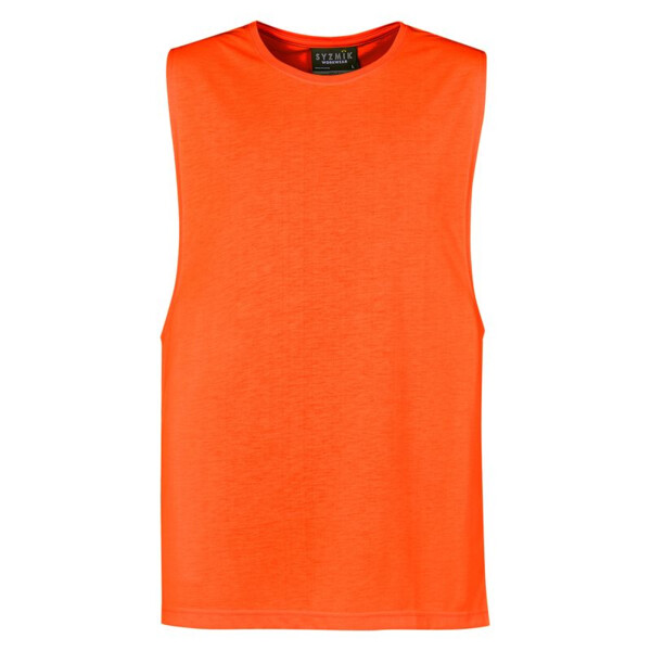 syzmik men's hi vis sleevless tee orange