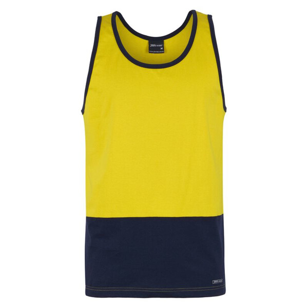 jb's wear hi-vis cotton singlet yellow/navy