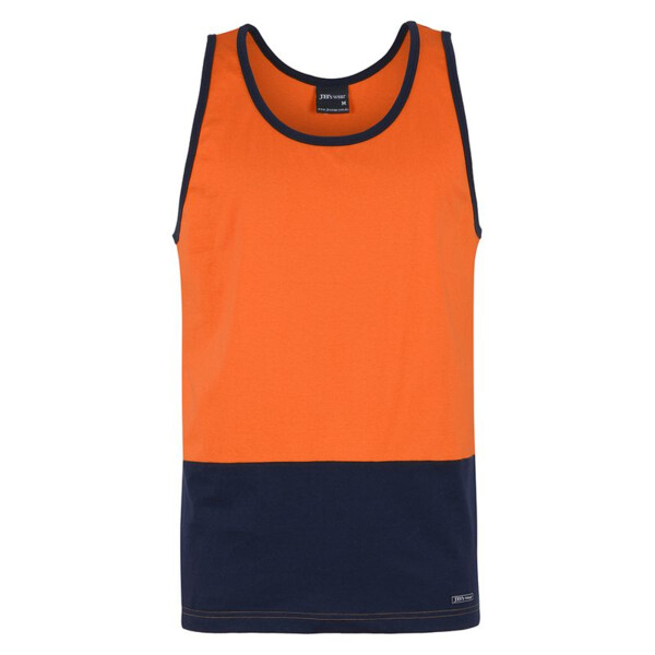 jb's wear hi-vis cotton singlet orange/navy