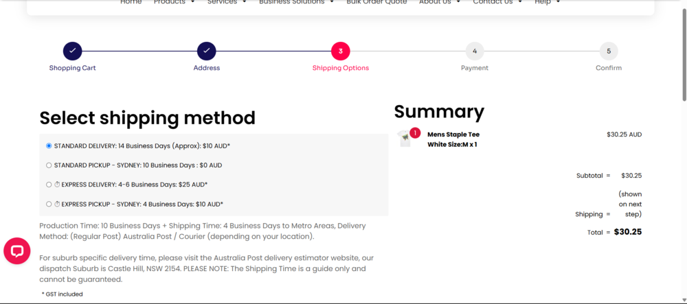 7. Select Shipping Method, Address, & Other Details