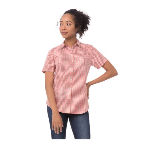 Womens Modern Gingham Short Sleeve Dress Shirt Thumbnail