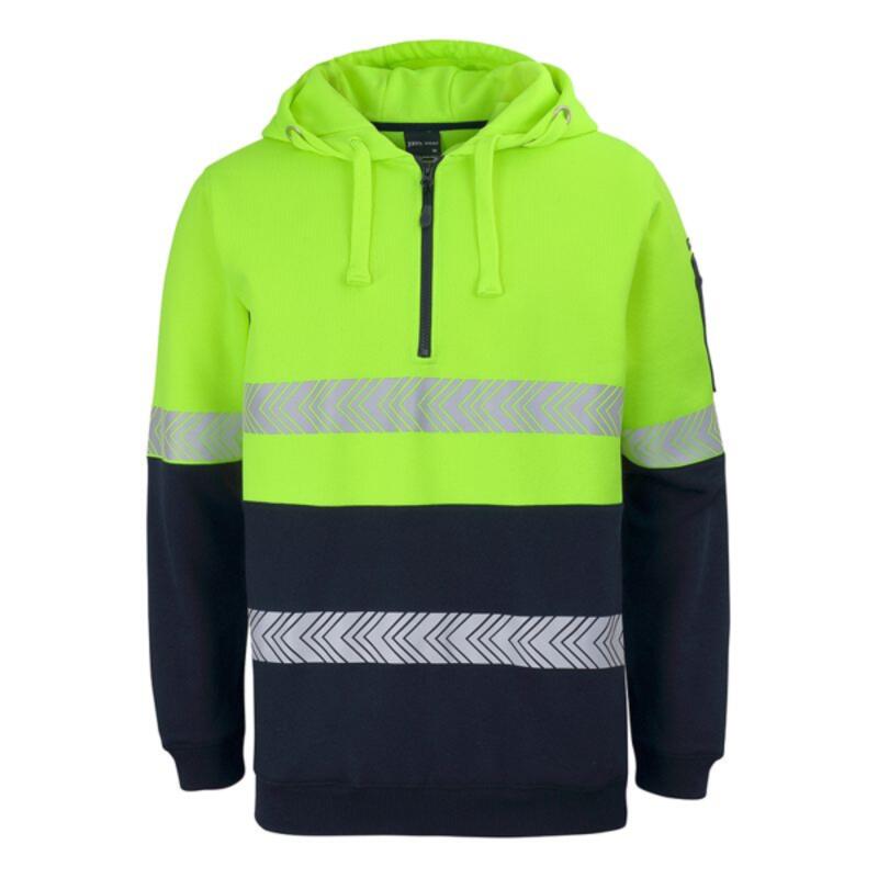 Mens Hi Vis 1/2 Zip Segmented Tape Hoodie Thumbnail
