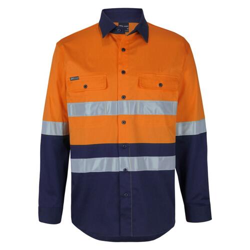 Mens Hi Vis (D+N) Long Sleeve Stretch Work Shirt with Tape