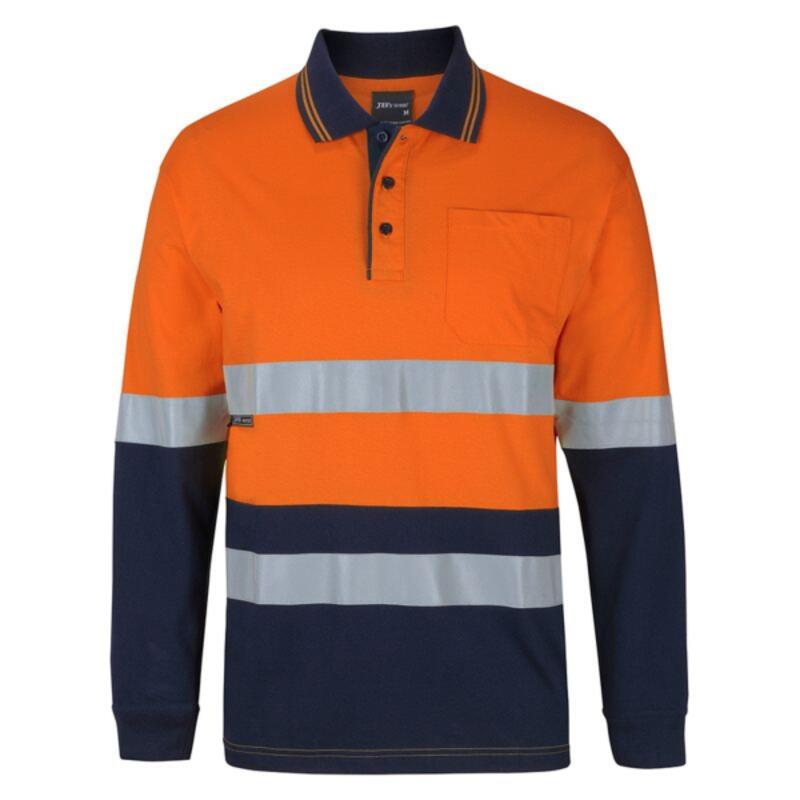 Mens Hi Vis (D+N) Long Sleeve Cotton Polo Thumbnail