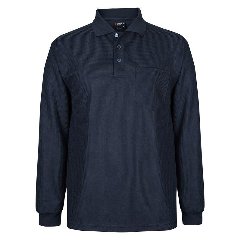 Podium Long Sleeve Waffle Pocket Polo Thumbnail