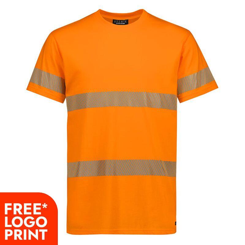 Mens Hi Vis Segmented Tape Cotton Tee Shirt Thumbnail