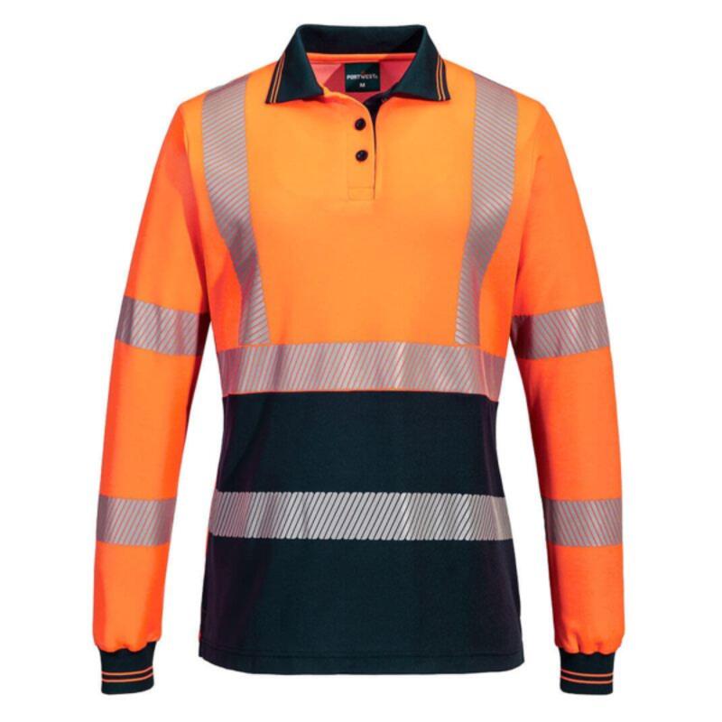 Womens Hi Vis Cotton Comfort Polo Shirt Long Sleeve Thumbnail
