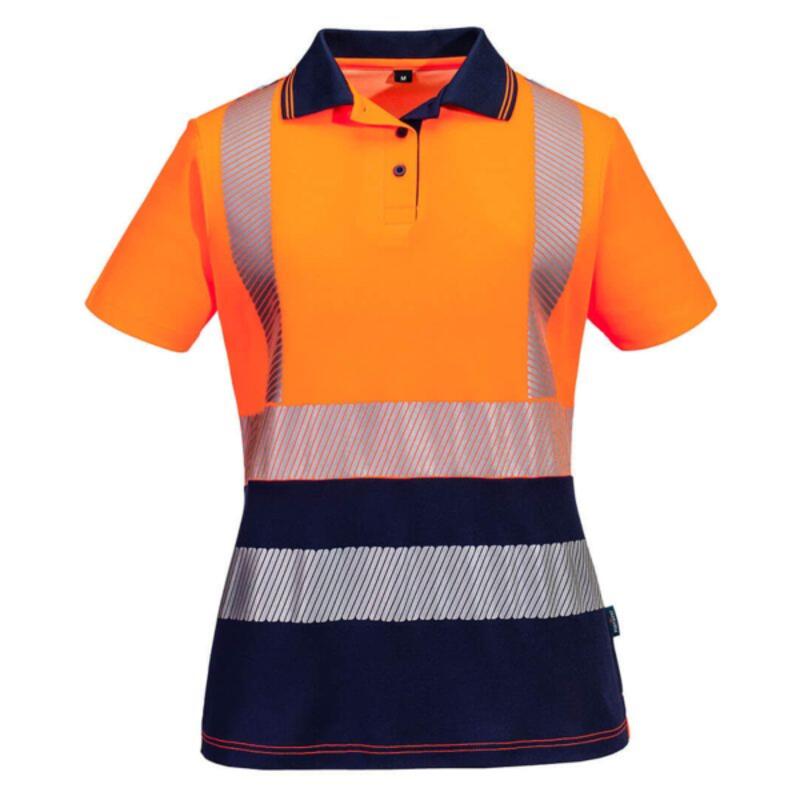 Womens Hi Vis Cotton Comfort Contrast Short Sleeve Polo Shirt Thumbnail