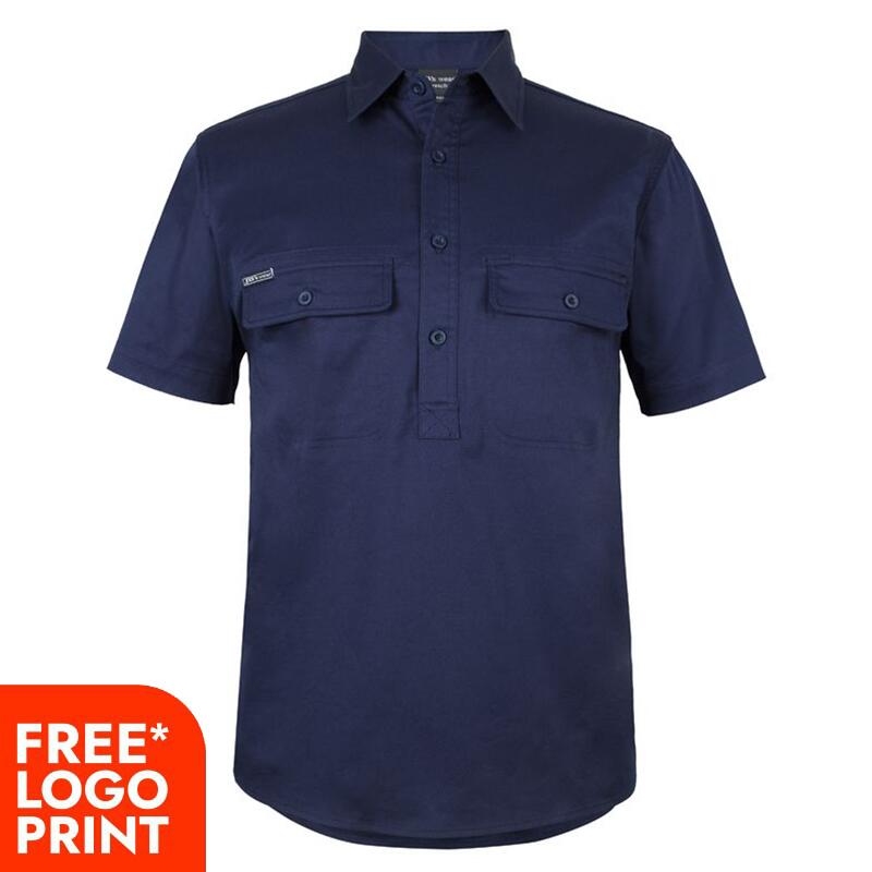 Mens Short Sleeve Stretch Close Front Work Shirt Thumbnail