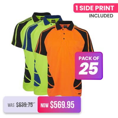 25X Mens Hi Vis Short Sleeve Spider Polo Thumbnail