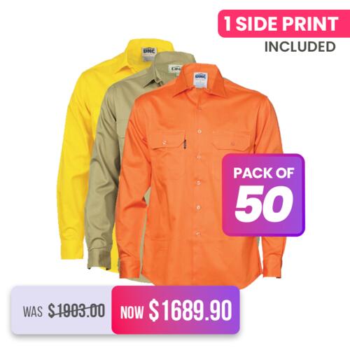 50X Mens Cool Breeze Work Shirt Long Sleeve Thumbnail