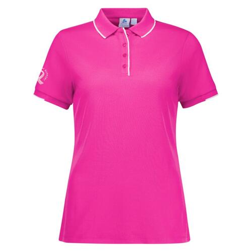  Womens Pink Short Sleeve Polo Thumbnail