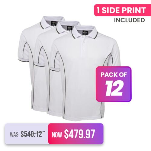 Mens Short Sleeve Piping Polo (12 Pack) Thumbnail