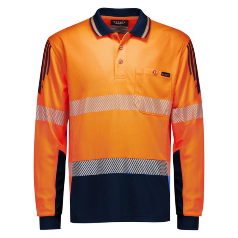 Mens Hi Vis Flux Segmented Tape Long Sleeve Polo Thumbnail
