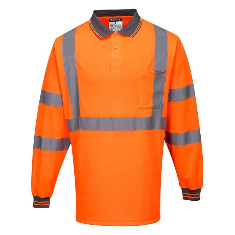 Hi-Vis X Back Polo Shirt Long Sleeve Thumbnail