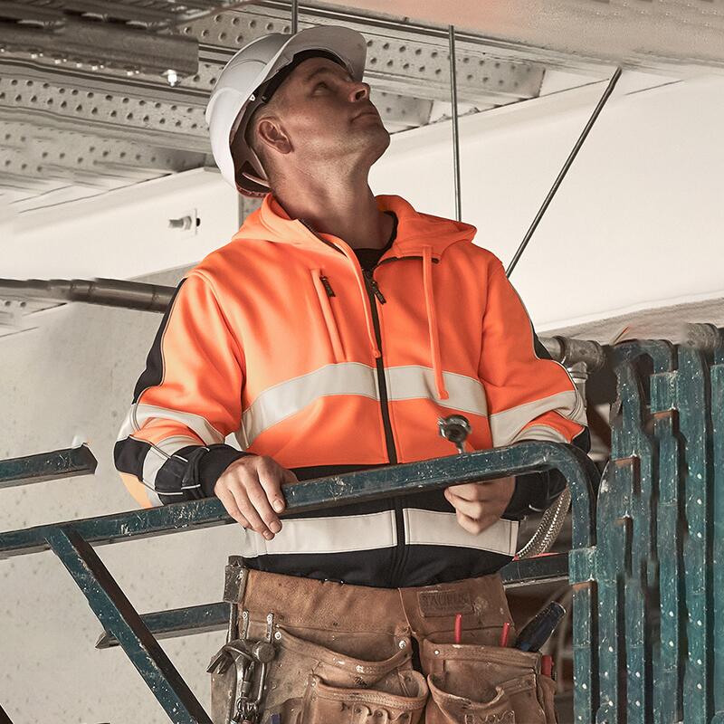 Unisex Hi Vis Full Zip Stretch Taped Hoodie Thumbnail