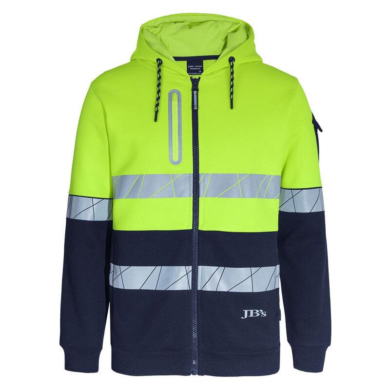 Mens 450g Hi Vis Full Zip Hoodie with Fragmented Tape Thumbnail