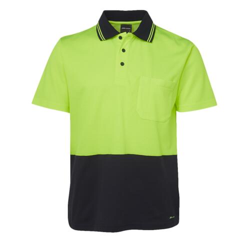 Mens HV Non Cuff Short Sleeve Cotton Back Polo