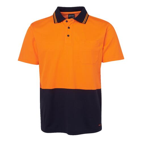 Mens HV Non Cuff Short Sleeve Cotton Back Polo