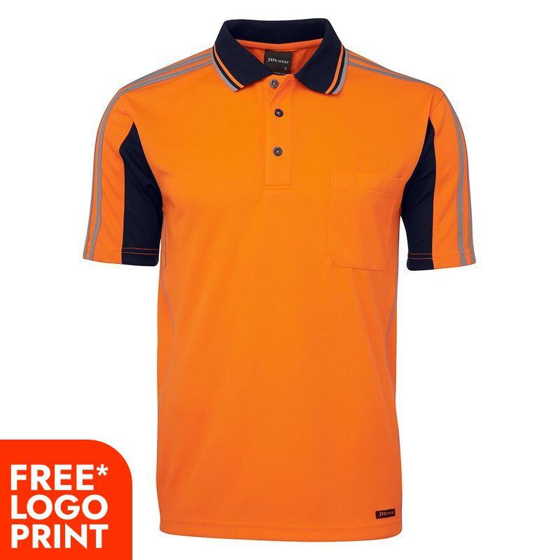 Mens Hi Vis Short Sleeve Arm Tape Polo Thumbnail
