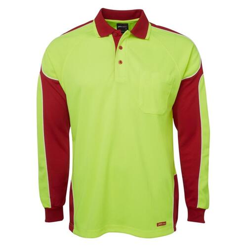 Mens Hi Vis Long Sleeve Arm Panel Polo