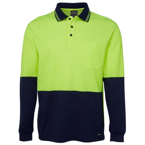 Mens Hi Vis Long Sleeve Cotton Back Polo
