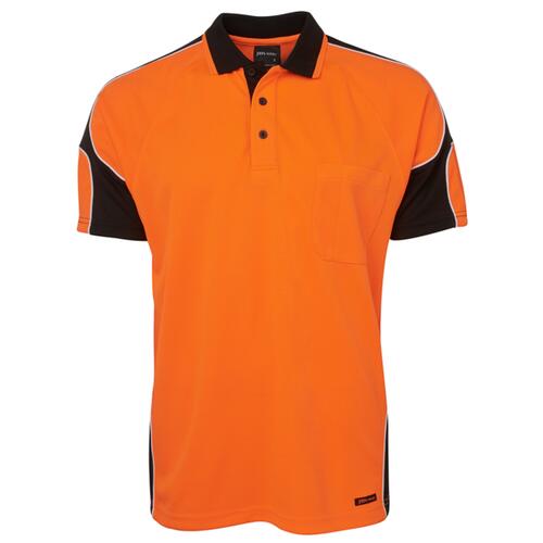 Mens Hi Vis Short Sleeve Arm Panel Polo