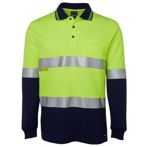 Mens Hi Vis Long Sleeve (D+N) Cotton Back Polo