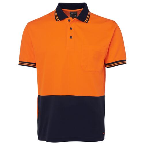 Mens Hi Vis Short Sleeve Cotton Back Polo