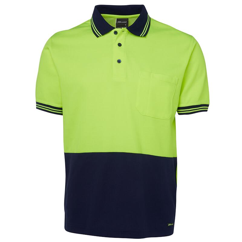 Mens Hi Vis Short Sleeve Cotton Back Polo Thumbnail
