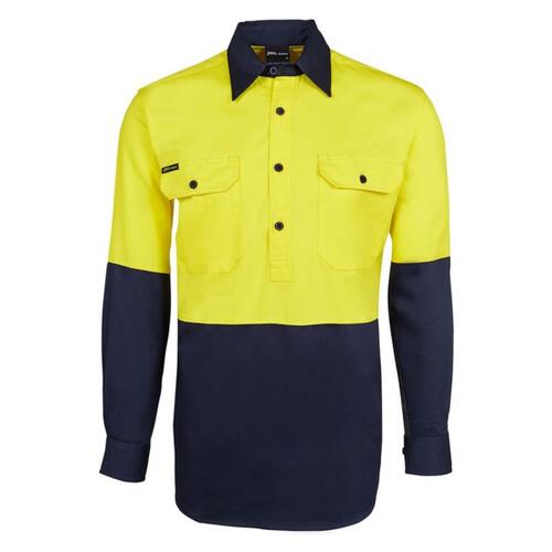 Mens Hi Vis Close Front Long Sleeve 190G Shirt
