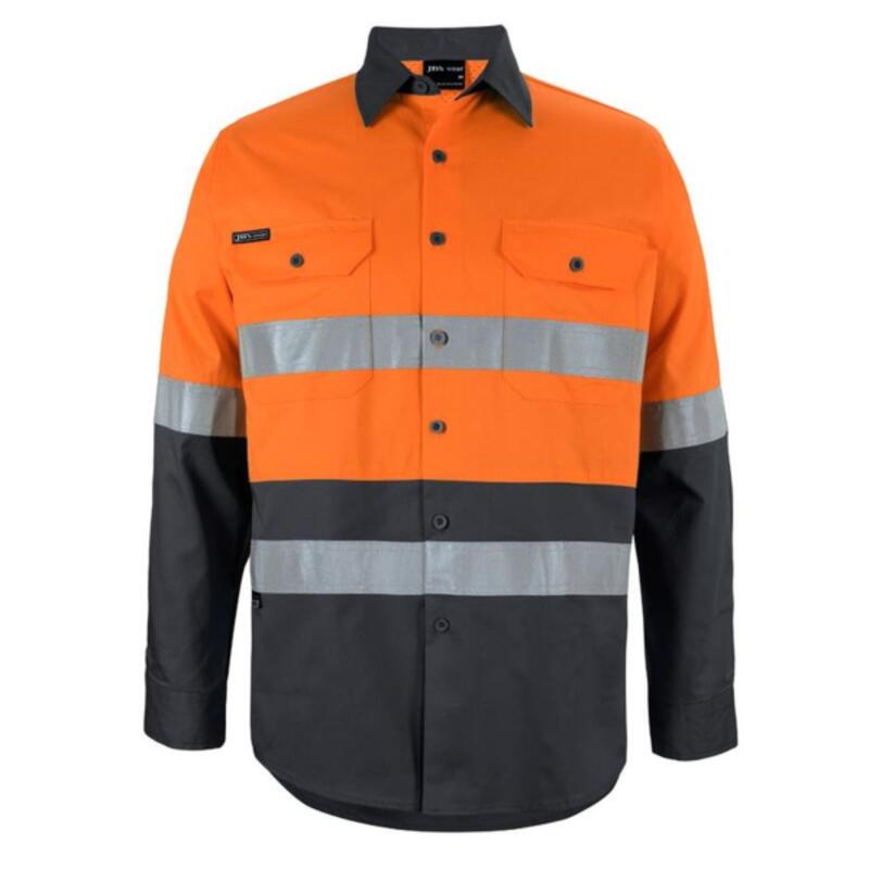 Mens Hi Vis Long Sleeve (D+N) 150G Work Shirt Thumbnail