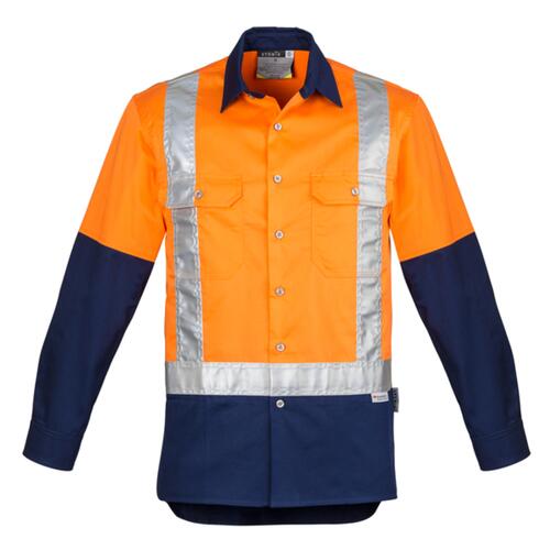 Mens Hi Vis Spliced Industrial Shirt - Shoulder Taped