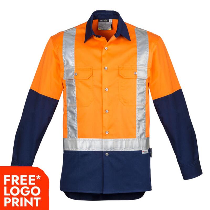 Mens Hi Vis Spliced Industrial Shirt - Shoulder Taped Thumbnail