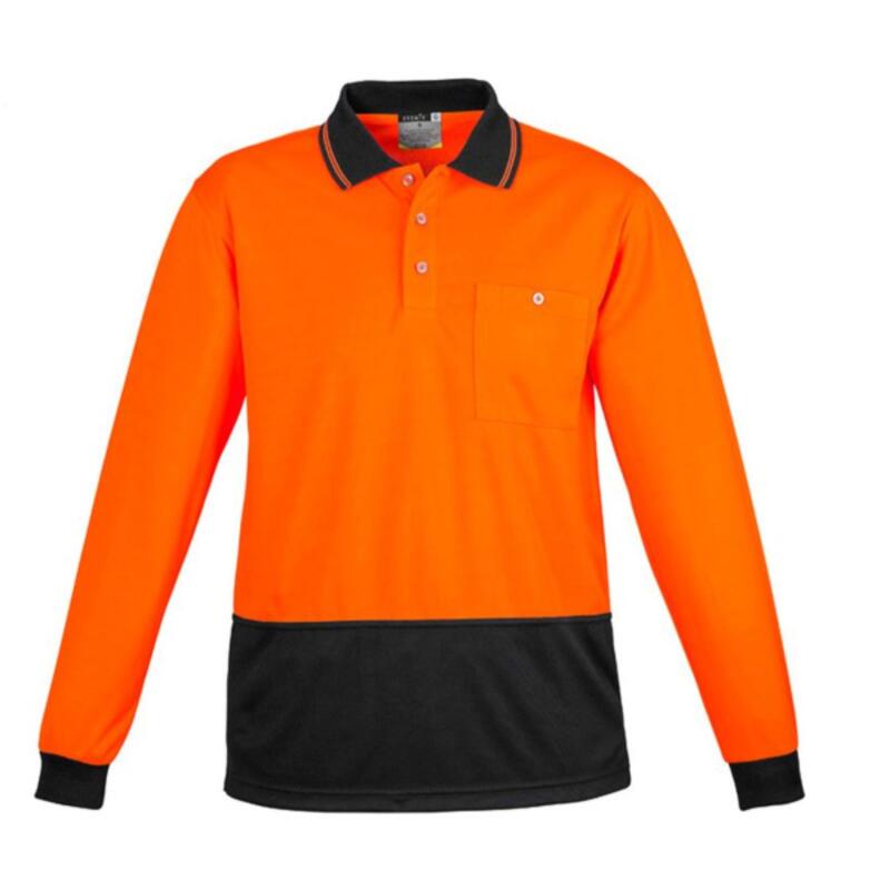 Unisex Hi Vis Basic Spliced Long Sleeve Polo Thumbnail
