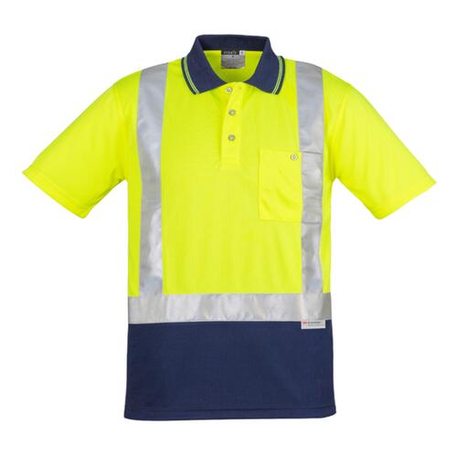 Mens Hi Vis Spliced Polo - Short Sleeve Shoulder Taped