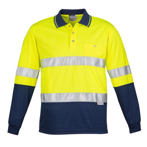 Mens Hi Vis Spliced Polo - Long Sleeve Hoop Taped