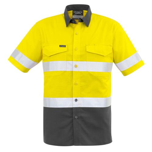 Mens Rugged Cooling Taped Hi Vis Spliced Short Sleeve Shirt