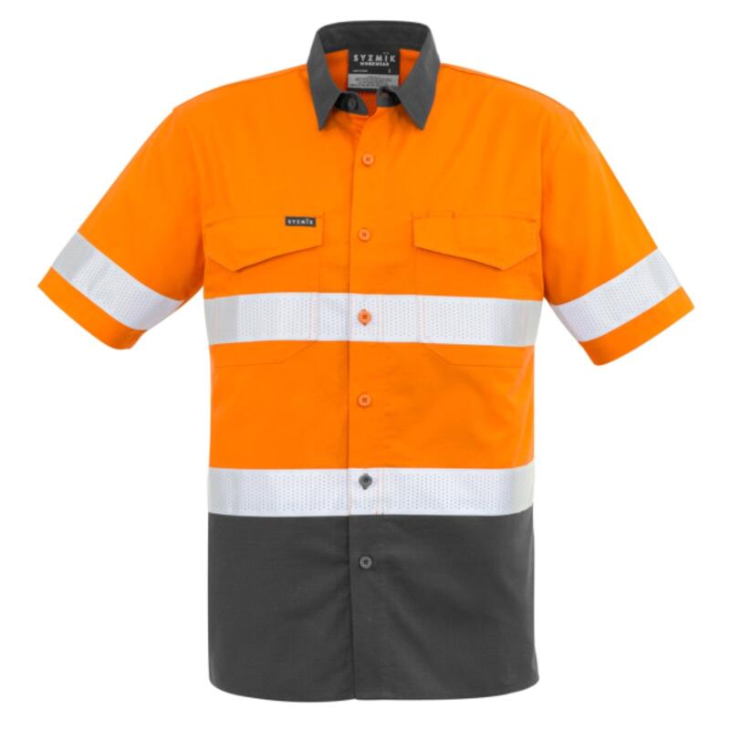 Mens Rugged Cooling Taped Hi Vis Spliced Short Sleeve Shirt Thumbnail