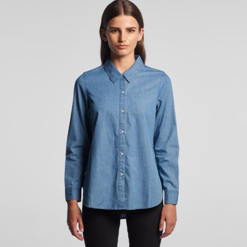 Women Blue Denim Shirt Thumbnail