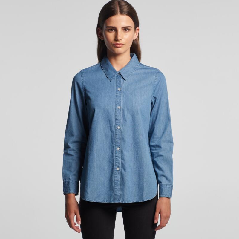Women Blue Denim Shirt Thumbnail